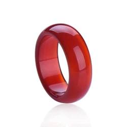 100% natürlicher echter Edelstein Kristall Anhänger Rote Jade Ringe Schmuck Glückszubehör-8.5,Rot von BFAUNRY