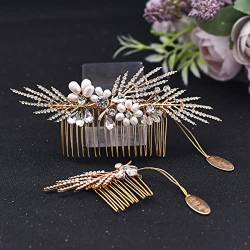 Haarkamm mit Blume, Brautschmuck, Hochzeits-Haarschmuck, elegante Perlen, Haarkamm für Damen, Haarschmuck, H01-1 Set von BFAUNRY