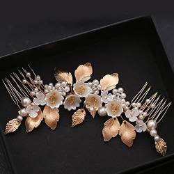 Haarkamm mit Blume, Brautschmuck, Hochzeits-Haarschmuck, elegante Perlen, Haarkamm für Damen, Haarschmuck, H315 von BFAUNRY