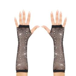 2-Teilig Netzhandschuhe, Netzhandschuhe Schwarz, rave, Goth Accessories, Rave Accessoires, Für Karneval Kostüm Damen, Nylon Handschuhe Sexy, 80er Retro Themenparty Frauen Kostümzubehör(Schwarz) von BFYHVP