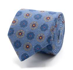 Krawatte aus Wolle/Seidenmix mit Blütenmuster von BGENTS