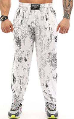 BGSM Extreme Sportswear Sporthose Jogginghose Trainingshose Bodyhose Bodybuilding Herren 1366-PNT-WHITE weiß Camouflage von BGSM