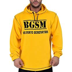 BGSM Extreme Sportswear Sweater Sweatshirt Sweatjacke Jacke Hoodie Fitness Gym Bodybuilding Hoody Herren 4725 gelb 3XL von BGSM