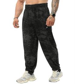 BGSM Herren Loose Fit Sweatpants mit Taschen, Baggy Gym Pants Vier Jahreszeiten Übung Track Pants, Schwarz, 3XL von BGSM