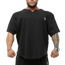 BGSM Sportswear Ragtop Rag Top T-Shirt Bodybuilding Herren halbarm 3347 schwarz 4XL von BGSM