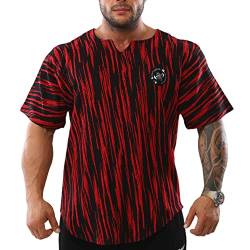Big SM Extreme Sportswear Ragtop Rag Top Sweater T-Shirt Bodybuilding 3328-BLACK RED von BGSM