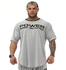 Herren Oversize Gym Fitness Bodybuilding T-Shirt Baumwolle O-Neck Lifestyle Top, Stein, XX-Large von BGSM