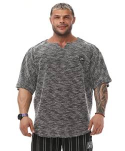 Herren Oversize T-Shirt Bodybuilding Lifting Cardio Rag Top Dicker Stoff Strukturiertes Active T-Shirt, Schwarz, 4X-Groß von BGSM