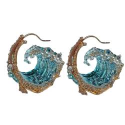 Schmuckset „Ocean's Oath“, Set mit Ohrringen und Ringen mit Meereswellen, Schmuckset mit Halsketten und Ohrringen mit Meereswellen, Meereshalskette für Frauen, perfekte Strandgeschenke (Earrings) von BHANAY