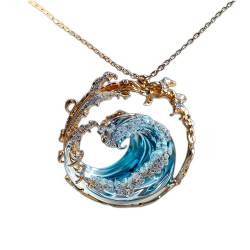 Schmuckset „Ocean's Oath“, Set mit Ohrringen und Ringen mit Meereswellen, Schmuckset mit Halsketten und Ohrringen mit Meereswellen, Meereshalskette für Frauen, perfekte Strandgeschenke (Necklace) von BHANAY