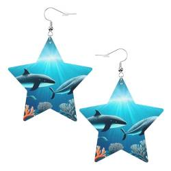Modische Stern-Ohrringe mit Walen unter dem Meer, stilvoll und schön, leicht, baumelnd für Damen und Mädchen, Einheitsgröße, Leder von BHCASE