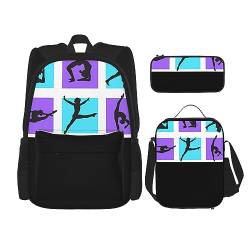 Tasche Rucksack Crossbody Lunch Bag Stifttasche Set - Robust, langlebig, modisch, leicht und geräumig Gymnastik Spiel Druck, Schwarz , Einheitsgröße von BHCASE