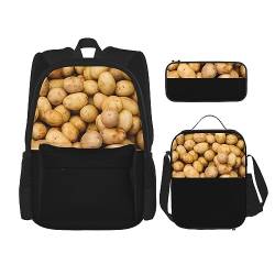 Taschen-Rucksack, Crossbody-Lunch-Tasche, Stifttaschen-Set – robust, langlebig, modisch, leicht und geräumig, Gartenkartoffel-Druck von BHCASE