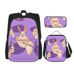 Taschen-Rucksack, Crossbody-Lunch-Tasche, Stifttaschen-Set – robust, langlebig, modisch, leicht und geräumig, Wacky Bunny Druck von BHCASE