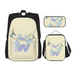 Taschen-Rucksack, Crossbody-Lunch-Tasche, Stifttaschen-Set – robust, langlebig, modisch, leicht und geräumig, frisches Orchideenbild von BHCASE