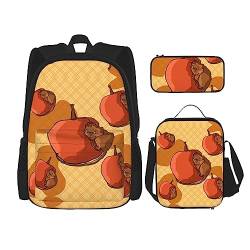 Taschen-Rucksack, Crossbody-Lunch-Tasche, Stifttaschen-Set – robust, langlebig, modisch, leicht und geräumig, niedlicher kleiner Hamster-Druck, Schwarz , Einheitsgröße von BHCASE