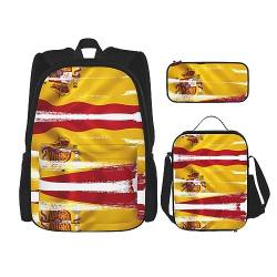 Taschen-Rucksack, Crossbody-Lunch-Tasche, Stifttaschen-Set – robust, langlebig, modisch und leicht mit spanischer Flagge, Schwarz , Einheitsgröße von BHCASE