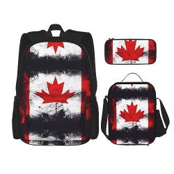 Taschen-Rucksack, Umhängetasche, Lunch-Tasche, Stifttaschen-Set – robust, langlebig und modisch, leichtes Design, kanadische Flaggen-Druck von BHCASE