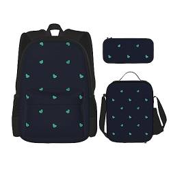 Taschen-Rucksack, Umhängetasche, Lunch-Tasche, Stifttaschen-Set – robust, langlebig und modisch, leichtes Design, schöne blaue Hintergrunddrucke, Schwarz , Einheitsgröße von BHCASE