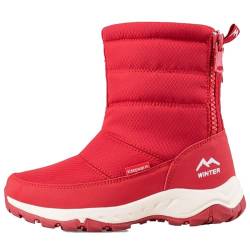 BIAJIAZHUA Winterschuhe Damen Warm Halten Hoch Oben Gummisohle,Schneeschuhe Für Damen Draussen Lässig Mode,Winterstiefel Komfortabel Leicht Weich Atmungsaktiv (Color : Red, Size : 39 EU) von BIAJIAZHUA