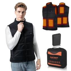 BIAL Beheizbare Weste Herren mit 12000 mAh Powerbank, Beheizbare Jacke herren Wärmeweste Heizweste Thermoweste für Herren, Winter Heizjacke für Outdoor Wandern Motorrad Camping von BIAL