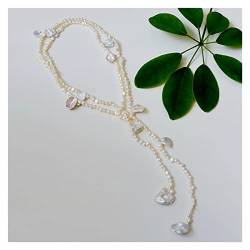 BIANMTSW Ketten für Damen Lange Damen-Perlenkette, weiße unregelmäßige Barockperle, Winterpullover-Halskette, modischer Brautschmuck, erfüllen Mode-Accessoires von BIANMTSW