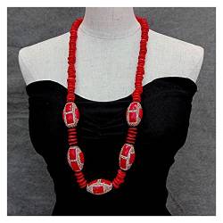 BIANMTSW Ketten für Damen Rote Koralle Kristall ebnen lange Halskette 24 Zoll Schmuck Mädchen Mode-Accessoires von BIANMTSW
