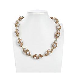 BIANMTSW Ketten für Damen Schmuck kultivierte weiße Keshi-Perlen-Oval-Nugget-Korn-Halsketten-Dame-Frauen-Geschenk-Schmuck erfüllen Mode-Accessoires von BIANMTSW