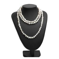 BIANMTSW Ketten für Damen Schöne 120 cm Damen lange Halskette, schwarz grau weiß barocke Perlen Perlenkette Damen erfüllen Mode-Accessoires (Size : Nero) von BIANMTSW