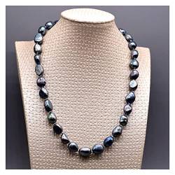 BIANMTSW Ketten für Damen Schwarze und blaue Perlenkette Unregelmäßige Tropfenperlen-Damenhalskette Klassischer Stil Mama Geschenk Wahl erfüllen Mode-Accessoires (Color : Nero, Size : 45cm) von BIANMTSW