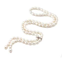 BIANMTSW Ketten für Damen natürliche Süßwasser-Langperlen-Anhänger-Halskette for Frauen, Quaste, echte weiße Perlenkette, feiner Schmuck Mode-Accessoires (Size : 90) von BIANMTSW