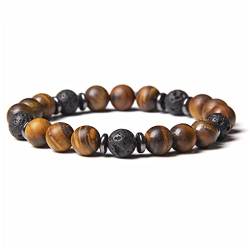 BIANMTSW Naturstein Blaue Achate Perlenarmbänder Damen Herren Naturstein Armband Armreif Schmuck, Unakit, 19 cm Voller Textur (Color : Yellow Tiger Eye, Size : 19cm) von BIANMTSW