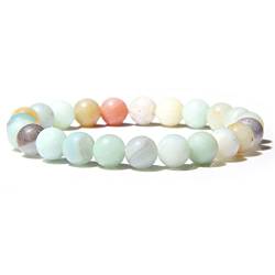 BIANMTSW Naturstein-Perlen-Armband for Damen und Herren, 8 mm Perlen, Armreifen, Achate, Yoga-Armbänder, Damenschmuck, Geschenke, Howlith, 19 cm Voller Textur (Color : 3amazonite, Size : 21cm) von BIANMTSW