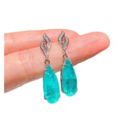 Ketten für Damen Trend 925 Sterling Silber Lake Blue Paraiba Turmalin Edelstein Anhänger Halskette Ohrringe Hochzeitsschmuck Sets for Frauen erfüllen Mode-Accessoires ( Color : 45cm , Size : Earrings von BIANMTSW