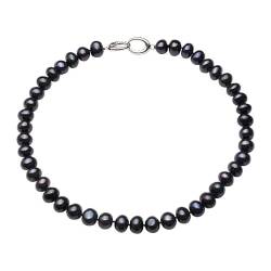 Ketten für Damen echte natürliche große Perlenkette for Frauen, 10-11 mm Süßwasser-Hochzeitsperlenkette, Mädchen-Geburtstagsgeschenk Mode-Accessoires ( Color : 6 1/8 , Size : Black pearl necklace ) von BIANMTSW