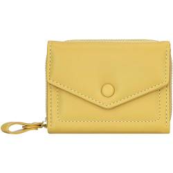 BIAOTIE Kompakte Falttasche für Damen, RFID-blockierend, Kreditkartenhalter, Geldbörse mit Reißverschluss, Münzfach, gelb, Einfachheit von BIAOTIE