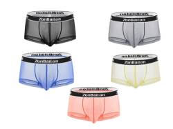 BIATWOWR Boxer Herrenslips Unterwäsche Sexy See Through Mesh Trunk Atmungsaktiv Komfortables Unterhosen 5 Packs 2XL von BIATWOWR