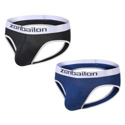 BIATWOWR Jockstraps Männer Sexy Unterstützer Sport Low-Rise Tanga String Sportunterwäsch Komfortabel Athletische Luftdurchlässigkeit Unterwäsche L 2 Pack von BIATWOWR