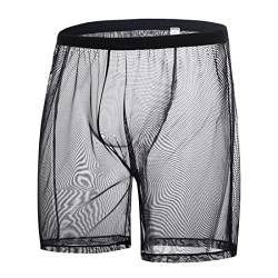BIATWOWR Mens Sexy Shorts Boxers Underwear Men Loose Lounge Transparent Retroshorts Long Leg Male Trunks 2XL von BIATWOWR