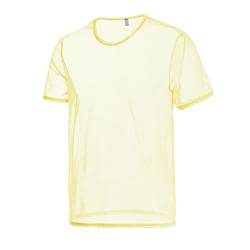 Mens See Through Sheer T-Shirt Casual Clubwear Shorts Sleeve Mesh Muscle Pullover Tops Undershirts Yellow XL von BIATWOWR