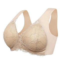 BIBILILI Embraced BH für Senioren mit Frontverschluss, Sommer Haltungskorrektur-BHs für Frauen Frontverschluss mit Rückenstütze Weiß Sport-BH Plunge Bra, beige, Large von BIBILILI