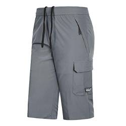 BIBOKAOKE 3/4 Badehose Herren Schnell Trocknend Boardshorts Große Größe Sommer Strandshorts Einfarbig Sport Shorts Leichte Atmungsaktiv Schwimmshorts Surfen Hose mit Verstellbarem Tunnelzug von BIBOKAOKE