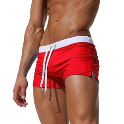 BIBOKAOKE Badehose Herren Kurz Eng Sexy Badeshorts Kurze Schwimmhose Badeslip Drawstring Schwimm-Shorts Wassersport kurz eng anliegend Badeslip Badehose Surfshorts Badeshorts Herren Blau, XL von BIBOKAOKE