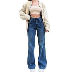 BIBOKAOKE Bootcut Jeans Damen High Waist, Damen Schlaghose Y2K Bootcutjeans Weite Bein Boyfriend Stretch Skinny Jeans Hosen Vintage Jeanshose Schlagjeans Streetwear Harajuku Aesthetic Pants von BIBOKAOKE