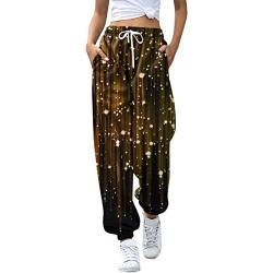 BIBOKAOKE Damen Casual Schmetterling Print Jogginghose Sporthose Lang Yoga Hose Freizeithose Laufhosen High Waist Trainingshose Sweathose für Frauen Sweatpants mit Tasche und Kordelzug von BIBOKAOKE