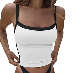 BIBOKAOKE Damen Tank Top Sexy Crop Tops Y2k Aesthetic Oberteil Slim Fit Weste Spaghetti Tops Cami Ärmelloses T-Shirt Sommer Shirts Oberteile Tanktop Corset Top Aesthetic Sport Fitness Tops von BIBOKAOKE