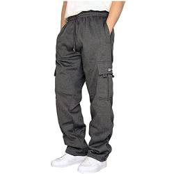 BIBOKAOKE Herren Cargo Hose Lange Regular Fit Cargohose Lässige Arbeitshose Combat Tactical Hosen Freizeithose Frachthose Wanderhose Trekkinghose Men Pants hose Streetwear Trouser, Dunkelgrau, M von BIBOKAOKE