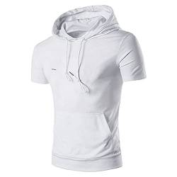 BIBOKAOKE Herren Hoodie T-Shirt Sommer Kurzarm mit Kapuze Workout Sport Fitness Kapuzenpullover Shirts Mode Einfarbig Muscle Shirt Freizeithemden Sweatshirt Männer Sport Shirts Hoody von BIBOKAOKE