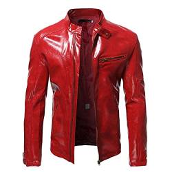 BIBOKAOKE Herren Lederjacke Vintage PU Leder Bikerjacke Kunst-Lederjacke Stehkragen Übergangsjacke Sportjacke Herrenjacke Fliegerjacke Motorradjacke Freizeitjacke Mäntel jagdjacke Herbst von BIBOKAOKE