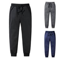 BIBOKAOKE Herren Thermohose Fleece Sweatpants Elastische Taille Laufhose Fleece Gefüttert Fahrradhose Teddyfell Gefüttert Sporthose Herren Winter Freizeithose Teddy-Fleece Heimhose Streetwear von BIBOKAOKE